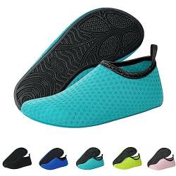 Sfit Badeschuhe Damen Wasserschuhe Kinder Schwimmschuhe rutschfest Aquaschuhe Leicht Barfussschuhe Schnelltrocknend Strandschuhe Breathable Gr.22-45(Aquamarinblau,40/41 EU) von Sfit