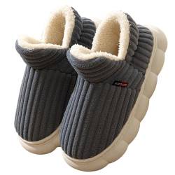 Sfit Harmont Hausschuhe Plüsch Winterhausschuhe Damen Herren Kuschelig Wolke Geschlossen Slippers Warme Flauschige Pantoffeln Rutschfest Dicke Sohle Hausstiefel,Grau,42/43 EU von Sfit