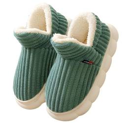 Sfit Harmont Hausschuhe Plüsch Winterhausschuhe Damen Herren Kuschelig Wolke Geschlossen Slippers Warme Flauschige Pantoffeln Rutschfest Dicke Sohle Hausstiefel,Grün,38/39 EU von Sfit