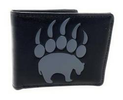 Shag Wear Bear Paw Herren Geldbörse Animal Wallet Vegan Kunstleder Schwarz, Bearspaw, Small, Modern von Shag Wear