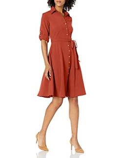 Sharagano Damen Button Front Pleated Shirt Dress Lssiges Kleid, Arabian Spice, 40 von Sharagano