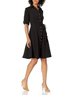 Sharagano Damen Button Front Pleated Shirt Casual Dress Lässiges Kleid, tiefschwarz, 44 Mehr von Sharagano