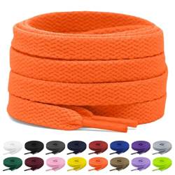 Shecret 2 Paar Flache Schnürsenkel, 8mm Breite Schnürsenkel, Flache Schnürsenkel Ersatz Reißfeste Schuhbänder für Turnschuhe, Laufen, Erwachsene, Kinder, Polyester (Orange, 120 cm - 2 Paar) von Shecret