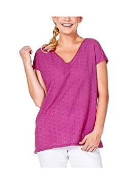 Sheego Damen-Bluse Bluse mit Spitze Pink Größe 46 von Sheego