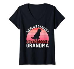 Damen Das beste Sheepadoodle der Welt Grandma Sheepadoodle T-Shirt mit V-Ausschnitt von Sheepadoodle Gifts