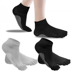 Shengxi Yoga Socken für Damen und Herren 2 Paar, Anti-Rutsch-Socken für Pilates, Stopppersocken mit Zehen, Baumwolle Antirutsch Sportsocken für Pilates Gymnastik Barre Ballett Tanz, EU 37-42 von Shengxi