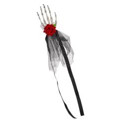 Handknochen-Rosen-Stirnband – Skelett-Handknochen-Klaue, Punk-Kopfschmuck | Totenkopf-Klaue, Rose, Haarnadeln, Halloween- , Totenkopf-Haarspangen für Requisiten, von Shenrongtong