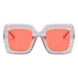 Shenrongtong Strass-Sonnenbrille für Damen,Strass-Sonnenbrille für Damen,Glitzerbrillenschirme | Übergroße Brillenschirme, modische Sonnenbrillen für Frauen, trendige Sonnenbrillen von Shenrongtong