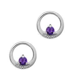 Mehrfachauswahl 0.50 Ctw Runde Form Edelstein 925 Tiara-Ohrstecker aus Sterlingsilber (Amethyst lila) von Shine Jewel