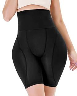 Shineqin Hip and Butt Lifting Shorts, Hip Enhancer mit Hip Dip Pads, High Waist Tummy Control Shorts mit Fake Butt, S-6XL, schwarz, Small von Shineqin