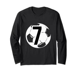 7 Geburtstag Junge Geschenk Fußball Fan Fußballer Sieben Langarmshirt von Shirt Fußball 7 Geburtstag Kinder Sieben Birthday