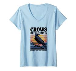 Damen Crows Before Bros – lustiges Krähenliebhaber-Design T-Shirt mit V-Ausschnitt von Shirt-o-Topia