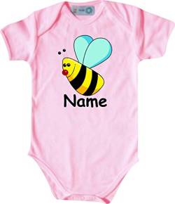 ShirtInStyle Baby Body Tiermotiv Biene mit Wunschnamen Wunschtext, Babybody Jungen Mädchen Natur Tiere, Farbe rosa, Größe 50-56 von ShirtInStyle