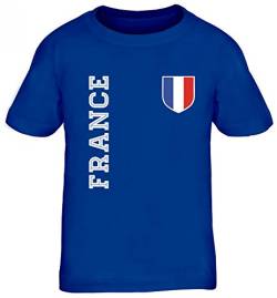 Frankreich Fußball WM Fanshirt Gruppen Kinder T-Shirt Rundhals Mädchen Jungen Fan Trikot France, Größe: 134/146,royal blau von Shirtstreet