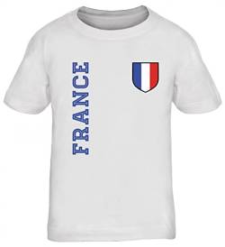 Frankreich Fußball WM Fanshirt Gruppen Kinder T-Shirt Rundhals Mädchen Jungen Fan Trikot France, Größe: 152/164,weiß von Shirtstreet