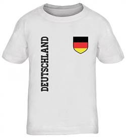 Germany Fußball WM Fanshirt Gruppen Kinder T-Shirt Rundhals Mädchen Jungen Fan Trikot Deutschland, Größe: 122/128,weiß von Shirtstreet