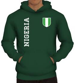 Nigerien Fußball WM Fanshirt Gruppen Herren Hoodie Männer Kapuzenpullover Fan Trikot Nigeria, Größe: XL,dunkelgrün von ShirtStreet