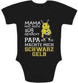 Baby Body Mama hat Mich süß gemacht Papa machte Mich Schwarz Gelb Fußball Geschenk 0-3 Monate Schwarz von Shirtgeil