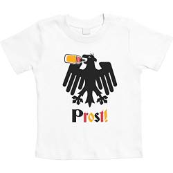 Baby TShirt Prost Deutscher Adler mit Babyflasche EM 2024 Fußball Baby T-Shir Gr. 66-93 3-6 Monate / 66 Weiß von Shirtgeil