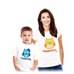Geschenkidee zum Muttertag - Kinder Mama Set Muttertags T-shirt mit Eulen Mama Weiß S/Girl Weiß 104 von Shirtgeil