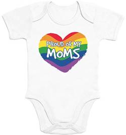 Shirtgeil Baby Body Proud of my Moms - LGBT Regenbogen Herz Geschenke für Mütter 3-6 Monate Weiß von Shirtgeil