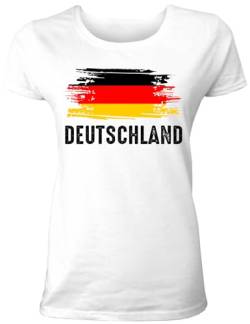 Damen T-Shirt mit Deutschland Länder Fahne/Flagge für Fans & Supporter und Fußball EM WM - auch als Geschenk für Fußball Trikot Fans von Shirtoo