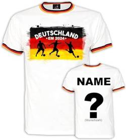 Deutschland Fan T-Shirt personalisiert mit Wunsch-Name und Nummer +Motiv für die Fußball EM 2024 / WM für Damen und Herren (Unisex) XXL von Shirtoo