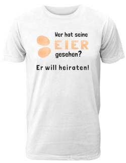 T-Shirt Junggesellenabschied Männer: Wer hat Seine Eier gesehen für das JGA Team des Bräutigams - Herren T-Shirt von Shirtoo