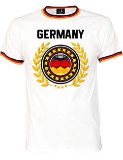 WM/EM T-Shirt für Fußball Fans – Trikot mit Germany Motiv in Deutschland-Farben für Herren und Damen in Größe XXL von Shirtoo