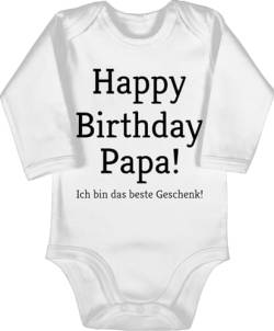 Baby Body langarm Mädchen Junge - Event und Anlass Geschenke - Happy Birthday Papa! Ich bin das Geschenk! - 12/18 Monate - Weiß - papa babystrampler daddy babybuddy geburtstag vater babybodies von Shirtracer