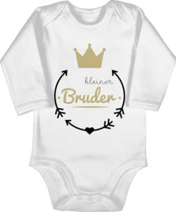 Shirtracer Baby Body langarm Mädchen Junge - Kleiner Bruder - 6/12 Monate - Weiß - babybodys jungen geschenk brother langarmbody kleinen kleine babybody brüder babykleidung 2024 bodys baby-body von Shirtracer