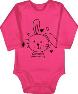 Baby Body langarm Mädchen Junge - Ostergeschenke Ostern - Hasen Schlappohr Osterhase - 12/18 Monate - Fuchsia - baby-kleidung easter outfit ostersachen ausgefallene strampler oster osternest von Shirtracer