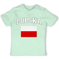 Shirtracer T-Shirt Polska Schriftzug mit Flagge, Polen, Poland, Polnisch 2024 Fussball EM Fanartikel Baby von Shirtracer