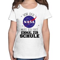 Shirtracer T-Shirt Vor der Nasa muss ich erst einmal zur Schule schwarz Einschulung Mädchen von Shirtracer