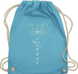 Shirtracer Turnbeutel Rucksack - und Wellness Geschenk - Namaste Lotusblüte Yoga Chakra - Unisize - Hellblau - lotus blüte umhängebeutel lotusbluete beutel kordelzug lotusblüten baumwollrucksack fans von Shirtracer