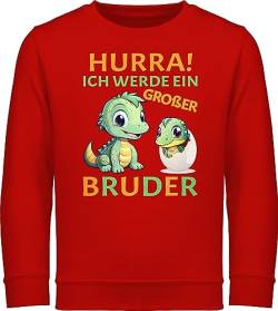 Sweatshirt Kinder Pullover für Jungen Mädchen - Hurra endlich großer Bruder - Ich werde großer Bruder - Ich bin großer Bruder - 104 (3/4 Jahre) - Rot - sweater geschenk großen ein kind große von Shirtracer