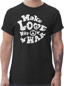 T-Shirt Herren - Sprüche Statement - Make love not war vintage weiß - L - Schwarz - Statements hippi t shirt mit Aufschrift hippie shirts Spruch tshirt von Shirtracer