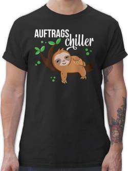 T-Shirt Herren - Tiere Meerschweinchen Hase & Co. - Auftragschiller mit Faultier weiß - S - Schwarz - tiermotiv tischirt. animal tshirt tiermotive shirt Tier t-shirts Tieren t-schirt shirts männer von Shirtracer