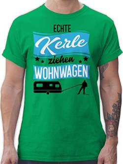 T-Shirt Herren - & Männer Geschenke - Echte Kerle ziehen Wohnwagen - schwarz/blau - XXL - Grün - männertag camping Freunde shirt camper Tshirts shirts Herren-shirt tshirt t für von Shirtracer