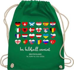 Turnbeutel Rucksack - WM Taschen - Im Fußball vereint - Deutschland EM 2024 Länder - Unisize - Grün - fanartikel europameisterschaft fussball fu ball zur fanartikel+em+2024 fan artikel eu 24 von Shirtracer