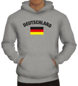 Shirtstreet24, EM/WM 6 - Deutschland mit Flagge, Fußball Herren Kapuzen Sweatshirt - Pullover Hoodie, Größe: M,Graumeliert von Shirtstreet24
