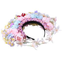 Ethnisches Braut-Stirnband, Haarkranz, Blumen, Hochzeit, Blumen-Stirnband, Strandhaarband, Damen-Haarschmuck, doppelseitig, Seidenblumen-Kopfschmuck von Shntig