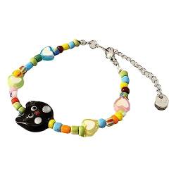 Seltsames Armband, Farbe, Liebe, Perlenarmband, Katze, Schwarz und Weiß, lustiges Armband, Tierschmuck von Shntig