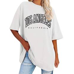 Los Angeles Tshirt Damen Shirt Tshirt T-Shirt Sommer Kurzarm Top Bluse Sport Oberteil Oberteile Shirts Elegant Oversize Tshirts Damen Baumwolle Basic Casual Blusen T-Shirts Ausgefallene Longshirt von Shobdw