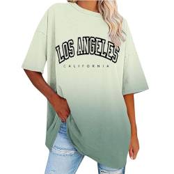 Los Angeles Tshirt Damen Shirt Tshirt T-Shirt Sommer Kurzarm Top Bluse Sport Oberteil Oberteile Shirts Elegant Oversize Tshirts Damen Baumwolle Basic Casual Blusen T-Shirts Ausgefallene Longshirt von Shobdw