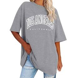 Los Angeles Tshirt Damen Shirt Tshirt T-Shirt Sommer Kurzarm Top Bluse Sport Oberteil Oberteile Shirts Elegant Oversize Tshirts Damen Baumwolle Basic Casual Blusen T-Shirts Ausgefallene Longshirt von Shobdw