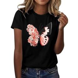 Shobdw Damen Tshirt Sommer T-Shirt Damen Sommer Shirts Damen Tshirt Damen Mit Aufdruck Sommer Shirt Damen Ausgefallene Tshirts Damen Weisses T Shirt Damen Damen T-Shirt Tshirt Damen Schwarz M von Shobdw