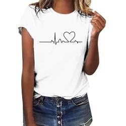 Shobdw Tshirt Damen Oversize Sportshirt Damen Sport Oberteile Damen Oberteile Damen Funktionsshirt Damen Tshirt Damen Elegant Tshirt Damen Sommer Sport Shirts Für Damen Basic Shirt Damen Weiß XL von Shobdw