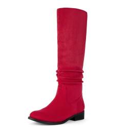 Shoe'N Tale Damen Kniehohe Stiefel Flach Niedriger Absatz Slouch Spitz Zehe Winterschuhe mit seitlichem Reißverschluss, Rot/Ausflug, einfarbig (Getaway Solids), 37.5 EU von Shoe'N Tale