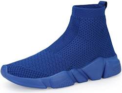 Shoful Herren-Sneaker, hohe Sneaker, gestrickt, atmungsaktiv, leicht, High Top Blue, 47 EU von Shoful